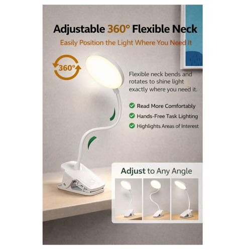 Solar Rechargeable Clip-On Desk Lamp, image 3
