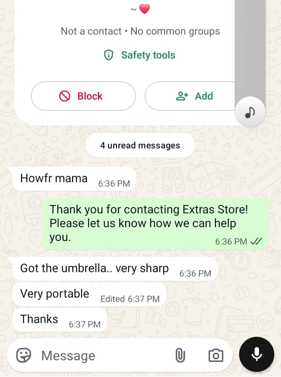 Customer WhatsApp review 2